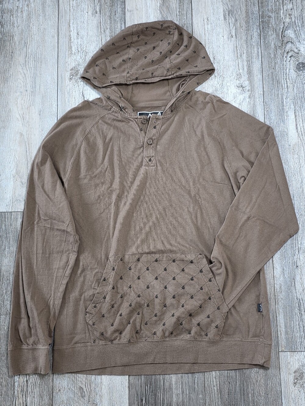 Volcom Stone Vintage Y2K Sloppy Shifter Hooded Henley Longsleeve Top Sz Lg